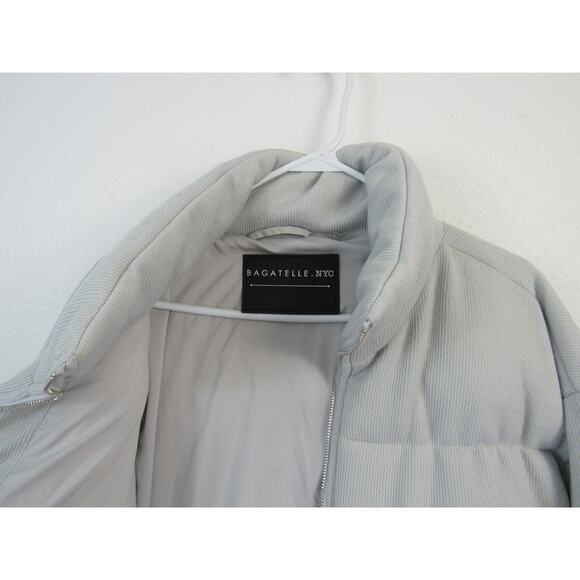 Anthropologie Bagatelle NYC Zip Up Puffer Jacket Size Large in Light Grey - Picture 4 of 7